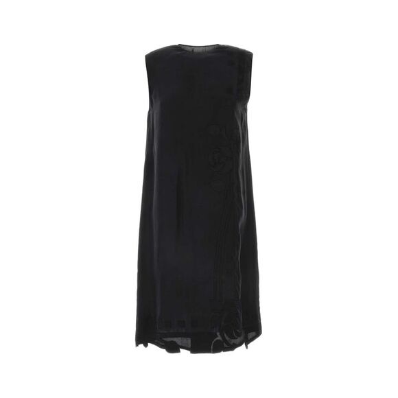 ワンピース Prada Black Silk Dress Prada Silk Organza Halter Midi Dress in Black | Lyst